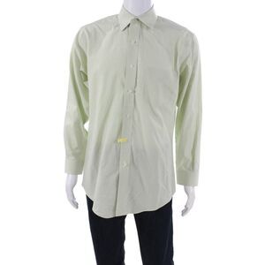 Brooks Brothers Mens Button Up Dress Shirt Green Check 32/33 Size L